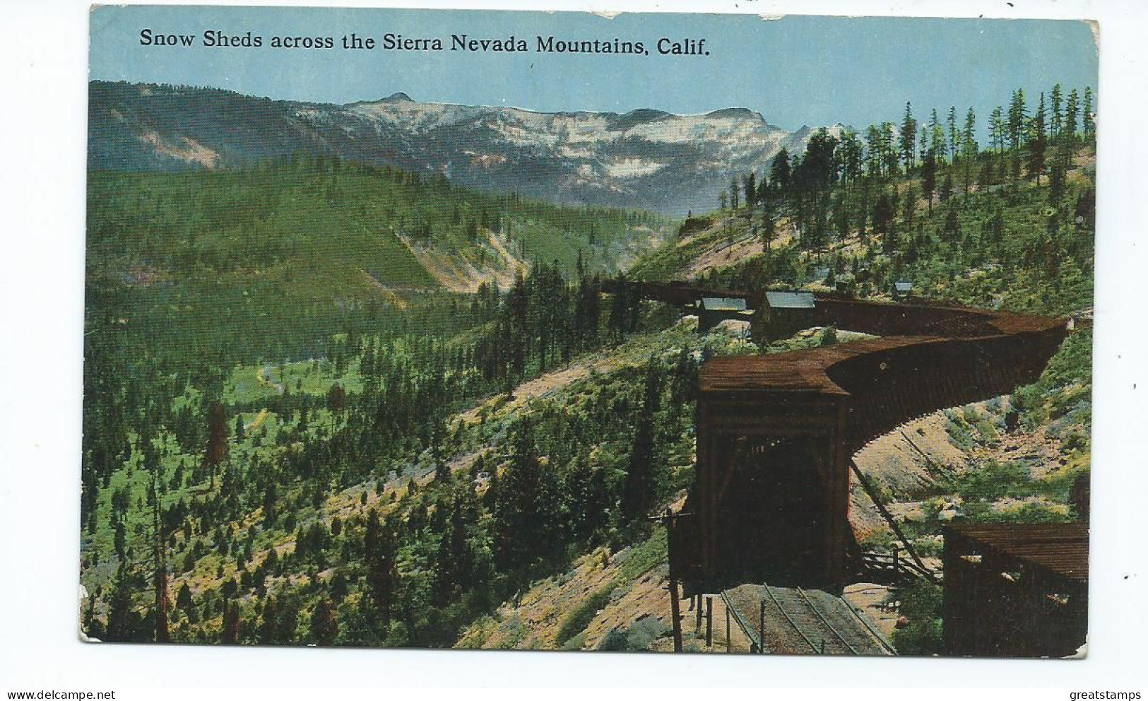 Railway Postcard Usa Snow Sheds Across The Sierra Nevada Mountains California. - Kunstbauten