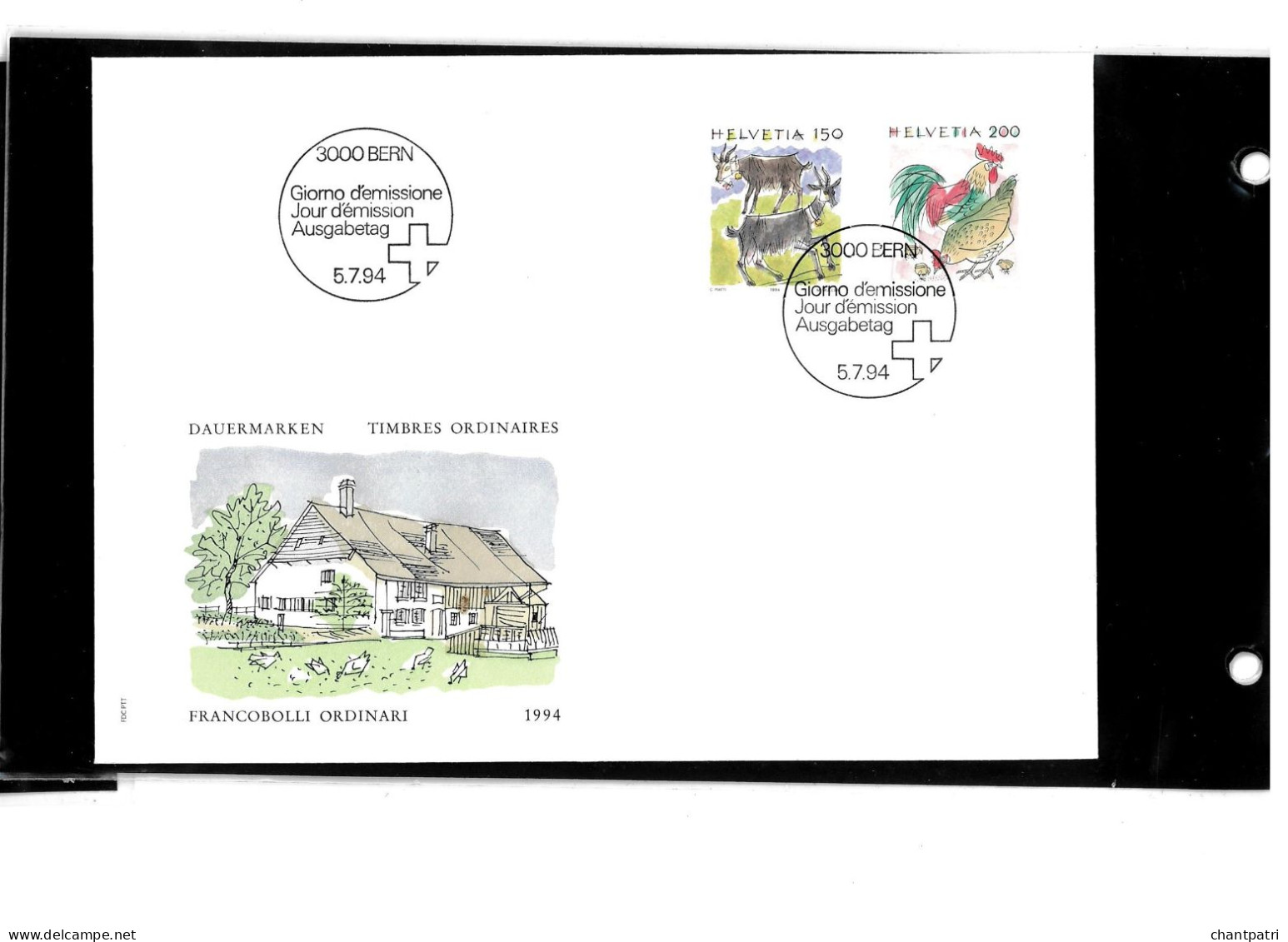 3000 Bern - Jour D'émission - Timbres Ordinaires - 05 07 1994 - Beli FDC 108 - Storia Postale