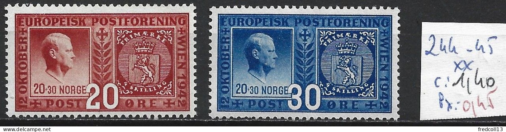 NORVEGE 244-45 ** Côte 1.40 € - Unused Stamps