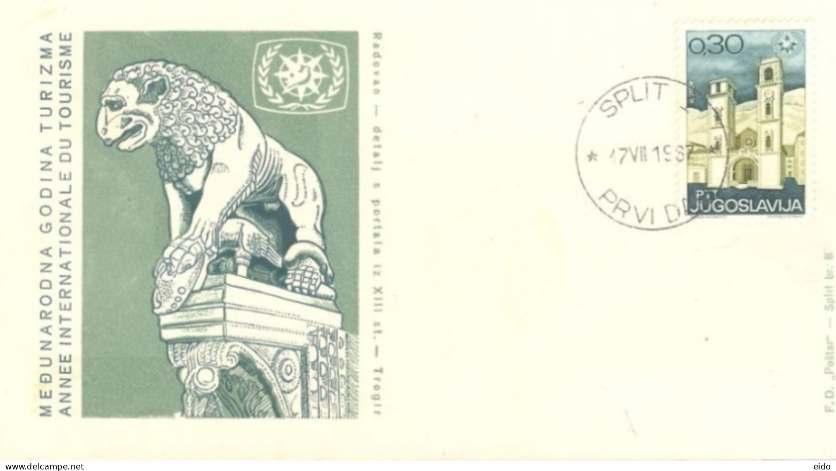 YUGOSLAVIA  - 1967, FDC STAMP OF GODINA INTERNATIONAL OF TOURISM WITH DESCREPTION LEAFLET. - Brieven En Documenten