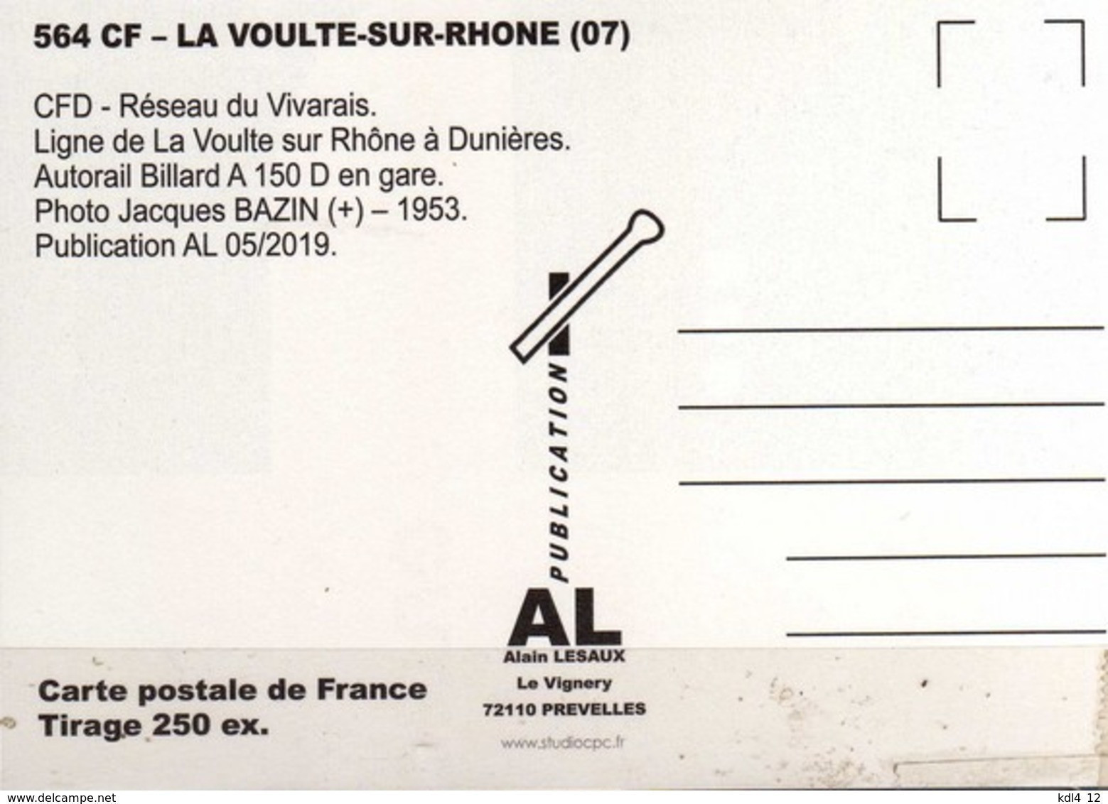 AL 564 - Autorail Billard A 150 D En Gare - LA VOULTE SUR RHÔNE - Ardèche - CFD Vivarais - La Voulte-sur-Rhône