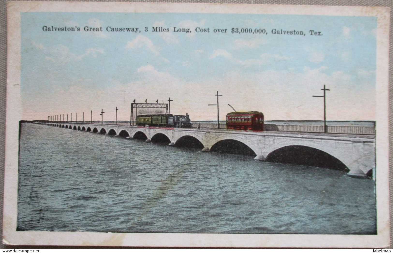 USA TEXAS GALVESTON GREAT CAUSEWAY BRIDGE POSTCARD ANSICHTSKARTE CARTE POSTALE POSTKARTE CARTOLINA KARTE CARD - Cavan