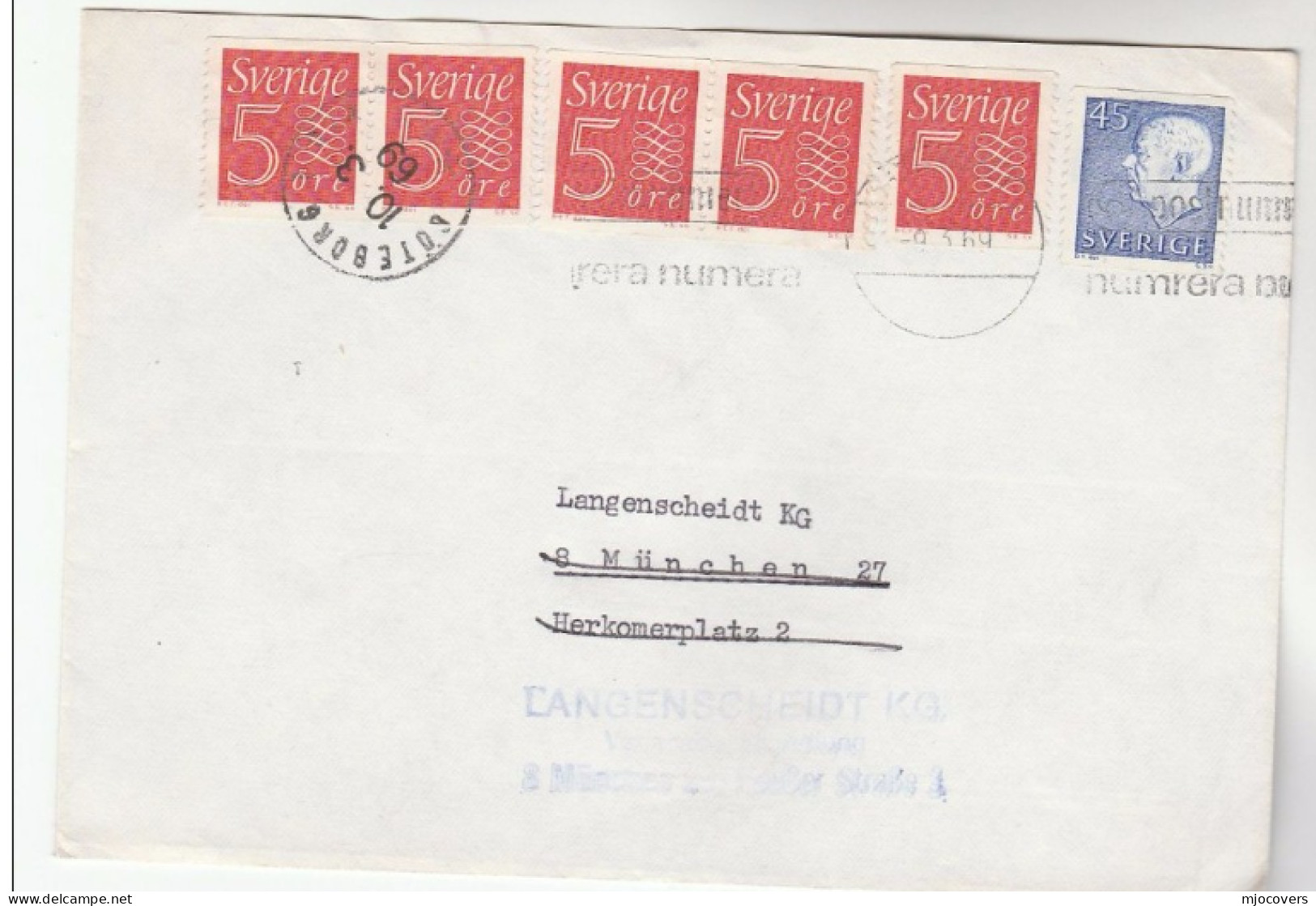 1969 SWEDEN  To GERMANY REDIRECTED Cover Stamps - Briefe U. Dokumente