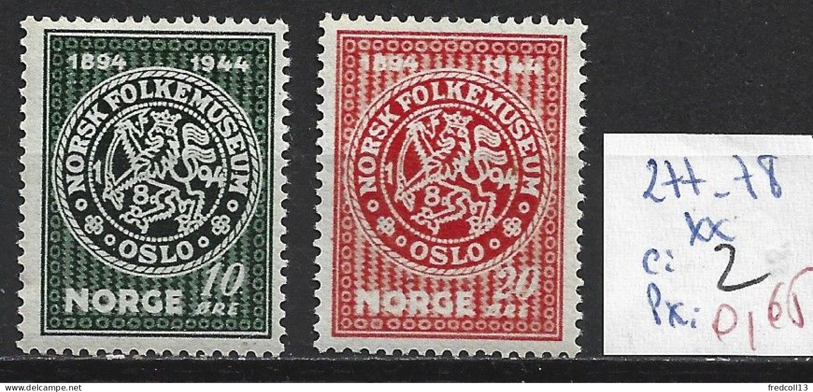 NORVEGE 277-78 ** Côte 2 € - Nuovi