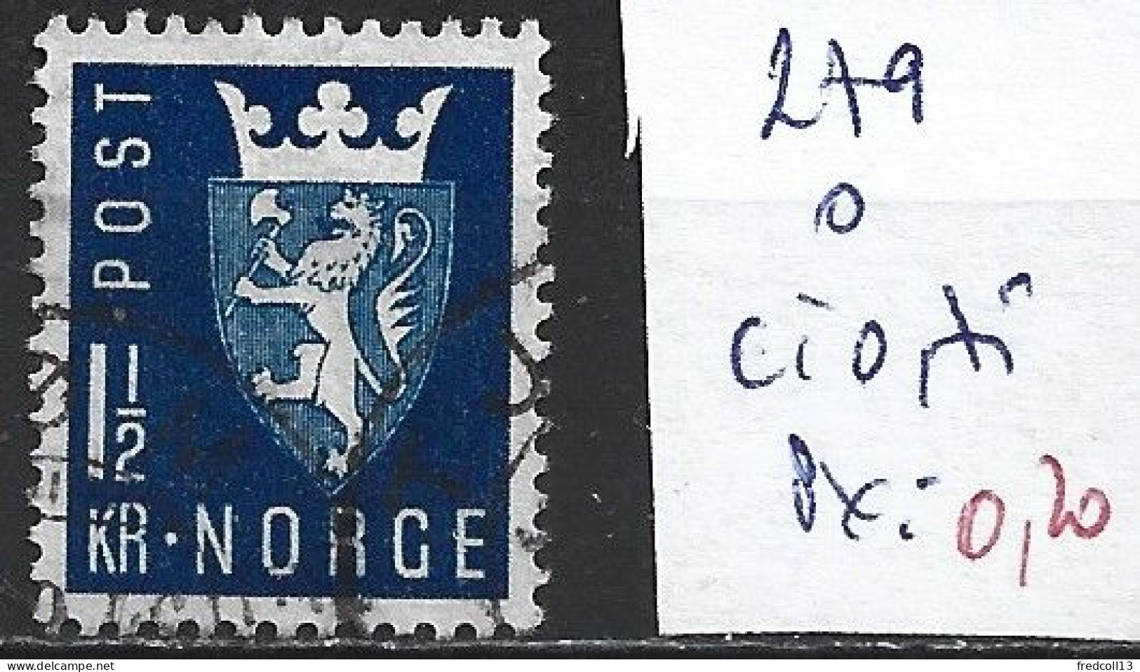 NORVEGE 279 Oblitéré Côte 0.75 € - Used Stamps