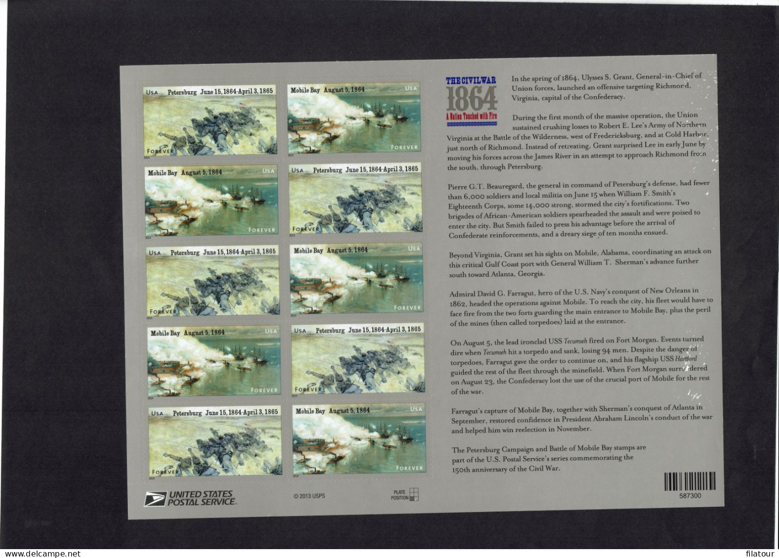 U.S.A - Feuillet N°4792 - 150 ème Anniversaire De La Gurre De Sécession; - Année 2014 - - Unused Stamps