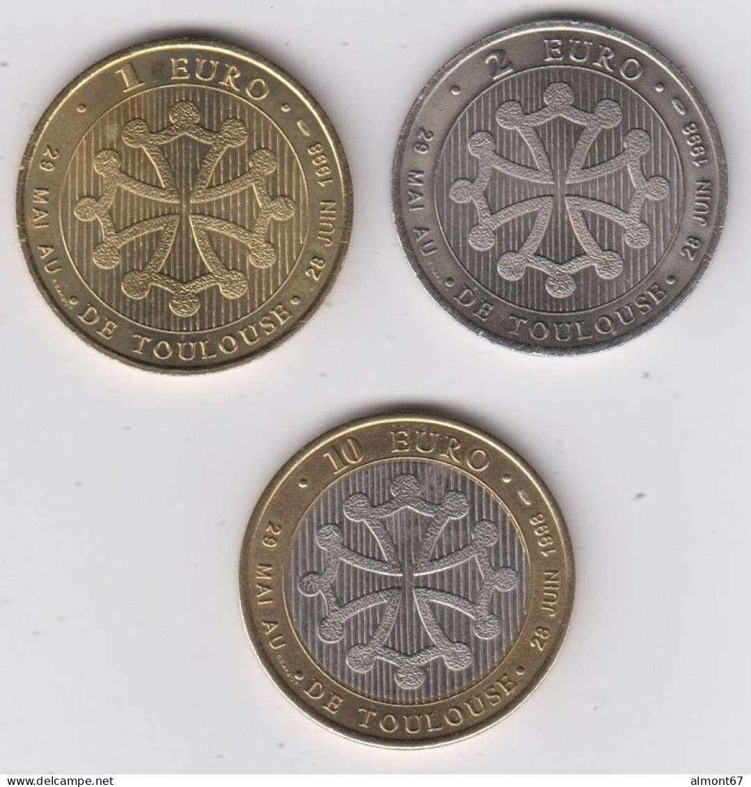 Toulouse - 1 Euro - 2 Euro Et 10 Euro 1998 - Euro Delle Città