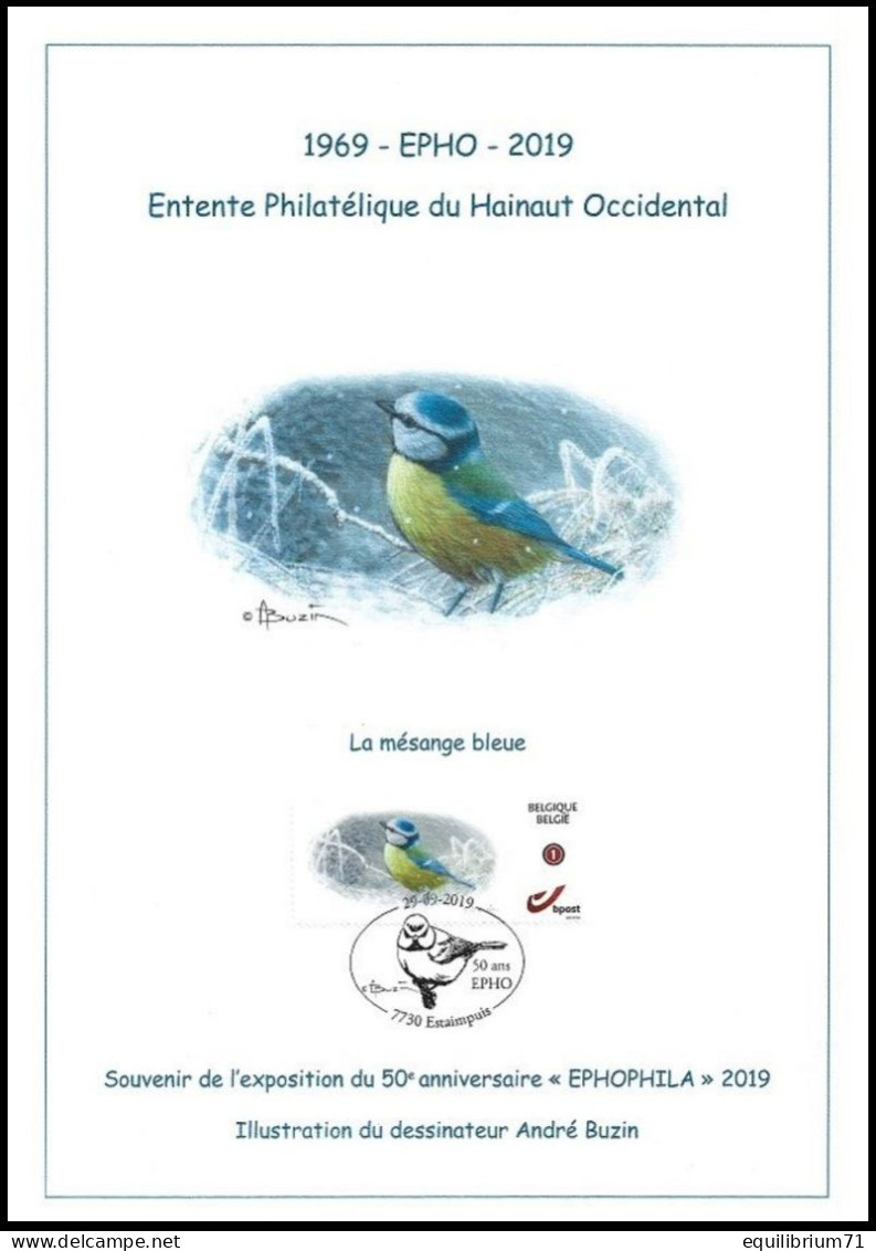 CS/HK° - BUZIN - Carte Souvenir - 2019 - Herdenkingskaart - Mésange Bleue / Pimpelmees / Blaumeise / Blue Tit - Cartas & Documentos