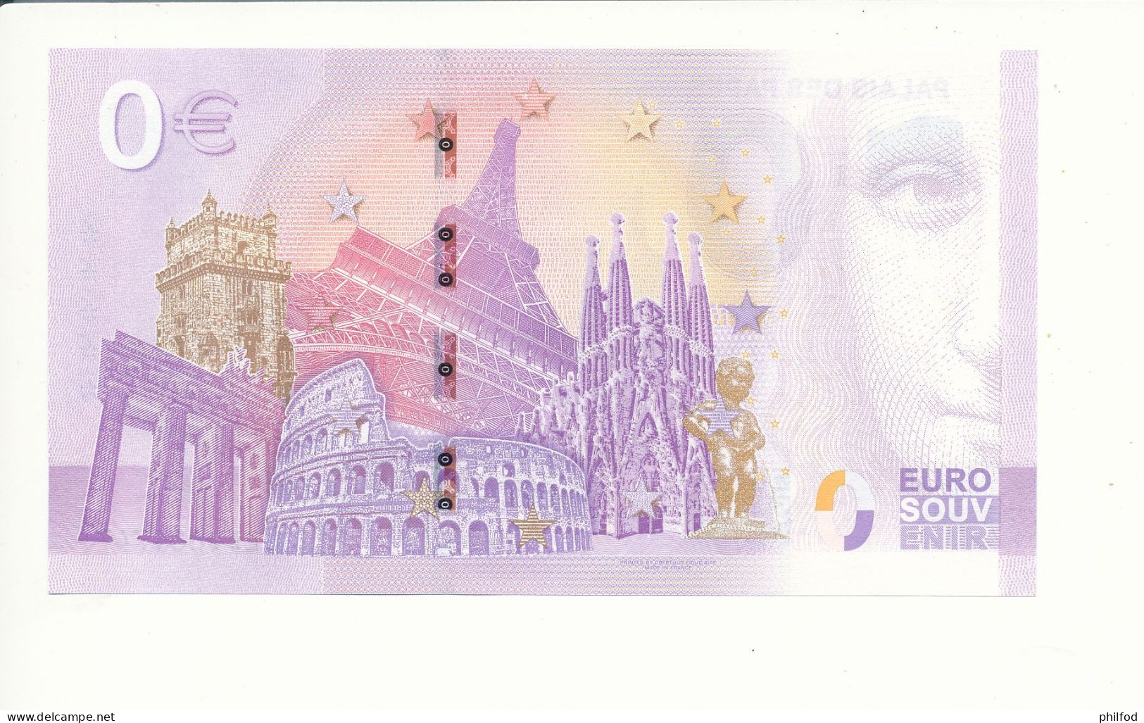 Billet Touristique 0 Euro - PALAIS DES PAPES AVIGNON - UEDV - 2023-9 - N° 1747 - Autres & Non Classés