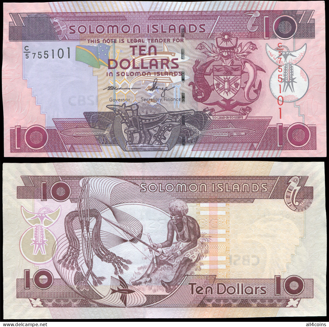 Solomon Islands 10 Dollars. ND (2011) Unc. Banknote Cat# P.27c - Isla Salomon