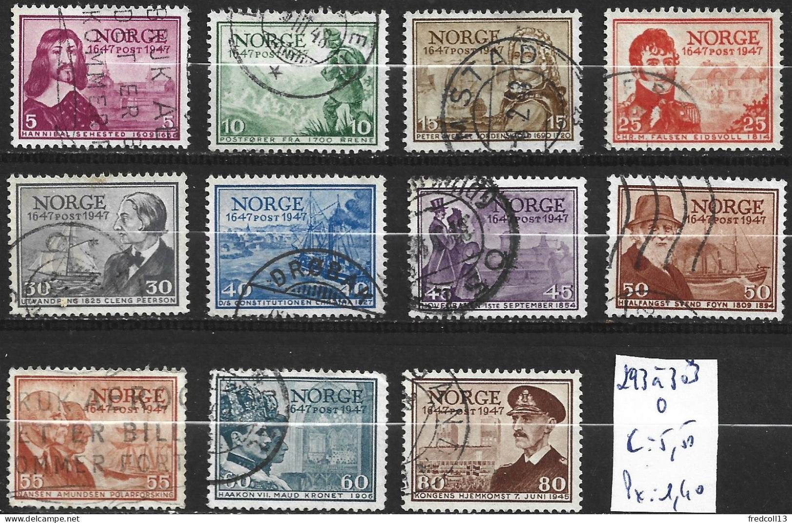 NORVEGE 293 à 303 Oblitérés Côte 5.50 € - Used Stamps
