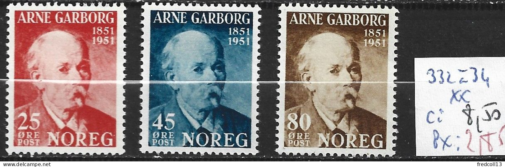 NORVEGE 332 à 34 ** Côte 8.50 € - Unused Stamps