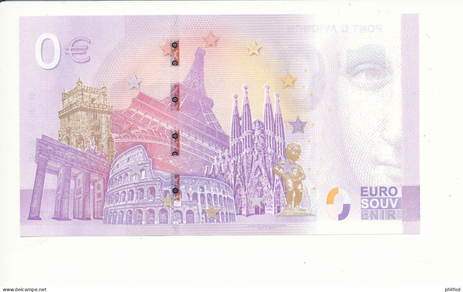 Billet Touristique 0 Euro - PONT D'AVIGNON - UEDV - 2023-10 - N° 1747 - Otros & Sin Clasificación