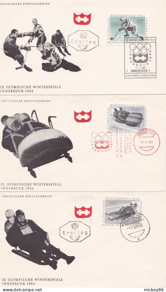 1964-Jeux Olympiques D'Hiver-INNSBRUCK--Lot De 7 FDC (ski,biathlon,luge,hockey,patinage,saut à Ski,bobsleigh) ..à Saisir - Winter 1964: Innsbruck