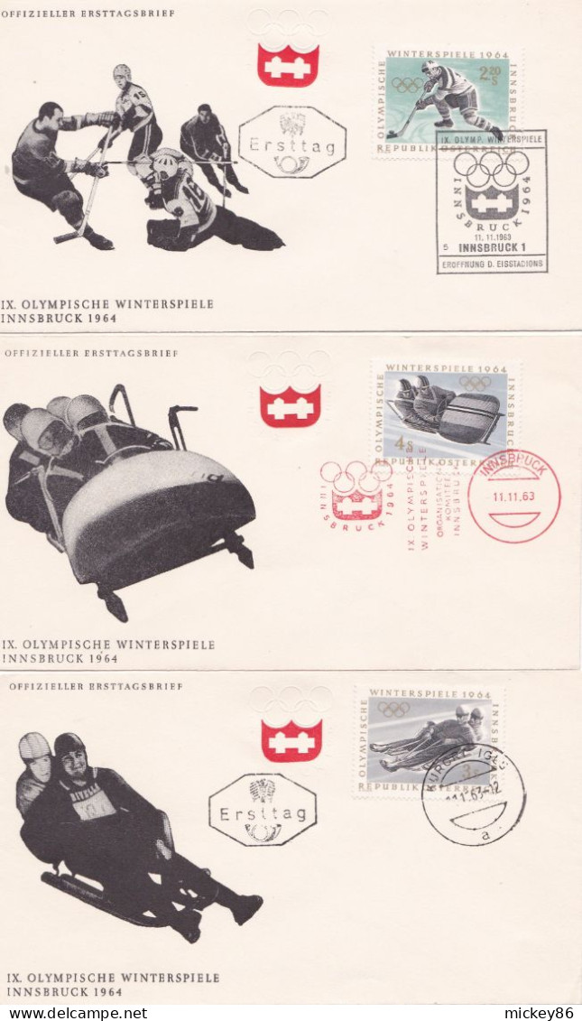 1964-Jeux Olympiques D'Hiver-INNSBRUCK--Lot De 7 FDC (ski,biathlon,luge,hockey,patinage,saut à Ski,bobsleigh) ..à Saisir - Invierno 1964: Innsbruck