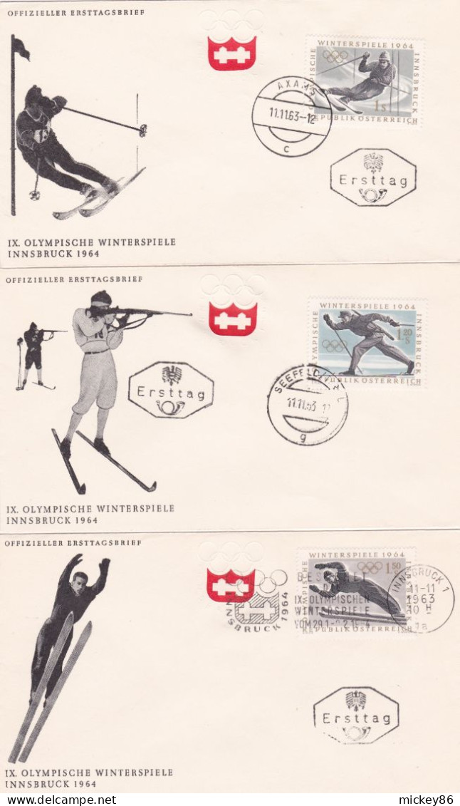 1964-Jeux Olympiques D'Hiver-INNSBRUCK--Lot De 7 FDC (ski,biathlon,luge,hockey,patinage,saut à Ski,bobsleigh) ..à Saisir - Winter 1964: Innsbruck