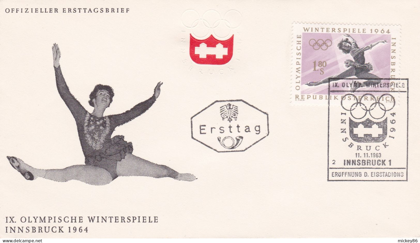 1964-Jeux Olympiques D'Hiver-INNSBRUCK--Lot De 7 FDC (ski,biathlon,luge,hockey,patinage,saut à Ski,bobsleigh) ..à Saisir - Winter 1964: Innsbruck