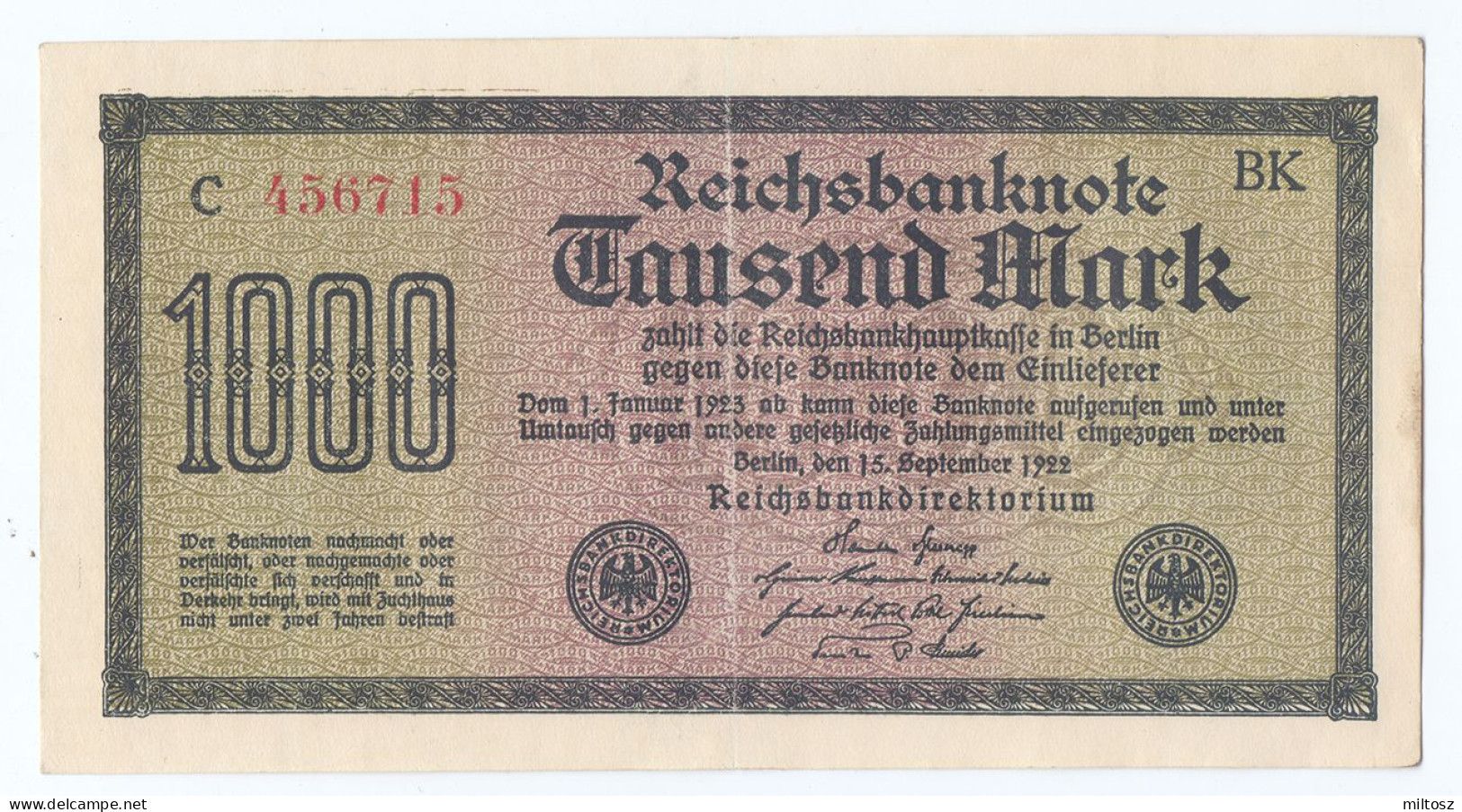 Germany 1.000 Mark 1922 - 1.000 Mark
