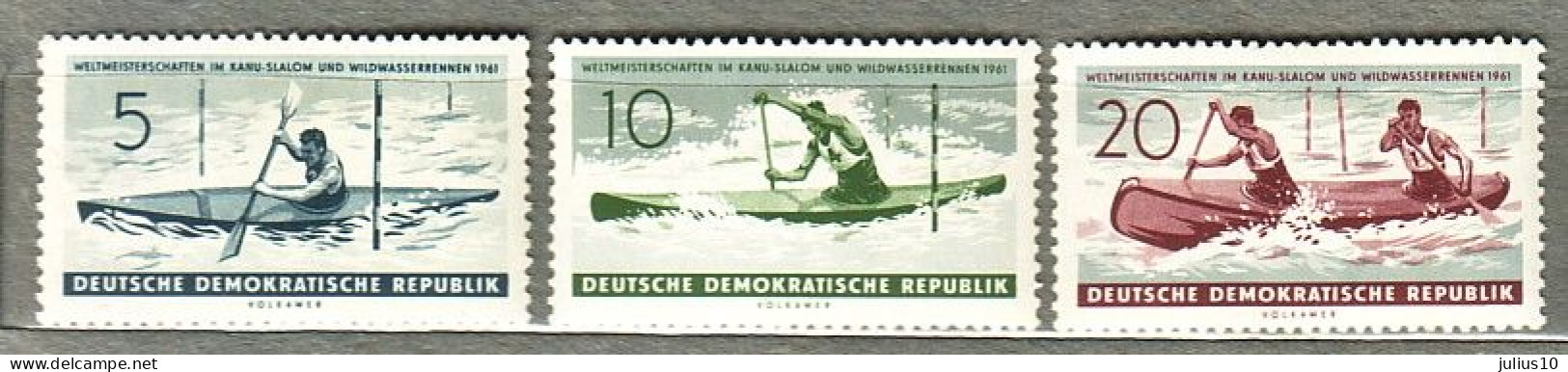 DDR GERMANY 1961 Sport Canoe Mint Light Hinged Michel: 838-840 #Sport157 - Canoe