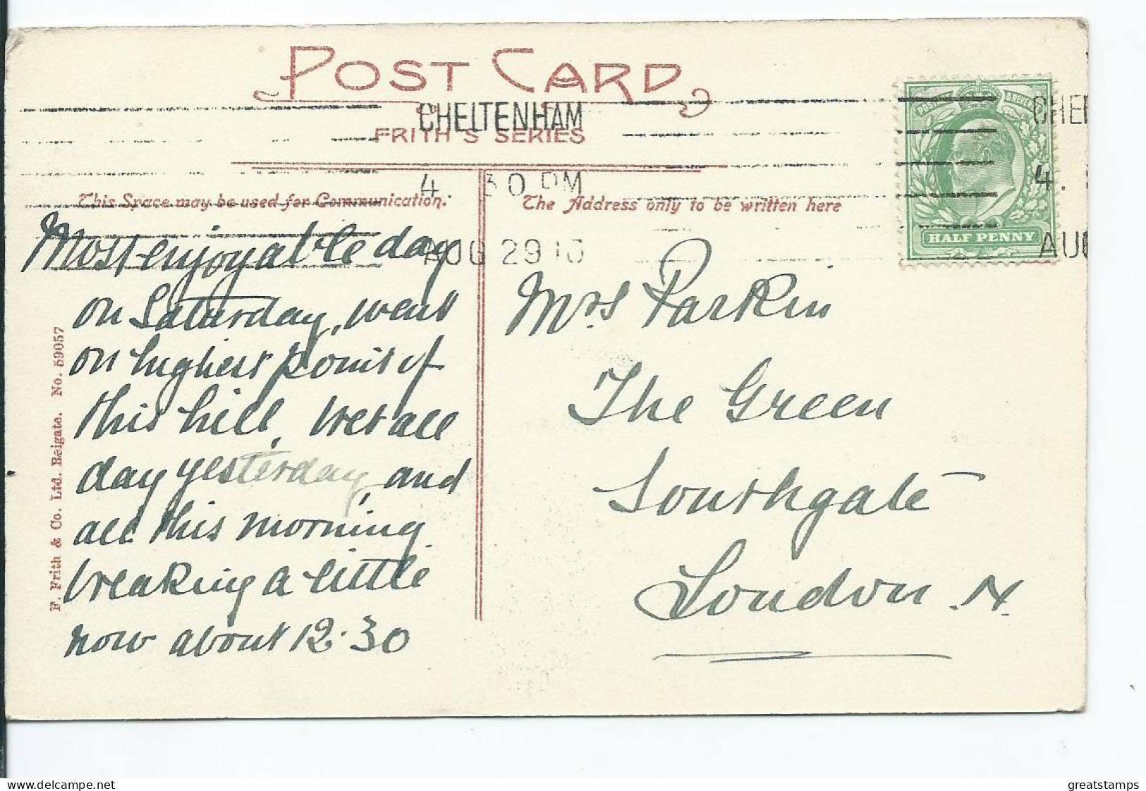 Gloucestershire Cleeve Hill Railway Line Frith's Posted 1910 Machine Cancel Postcard - Gloucester