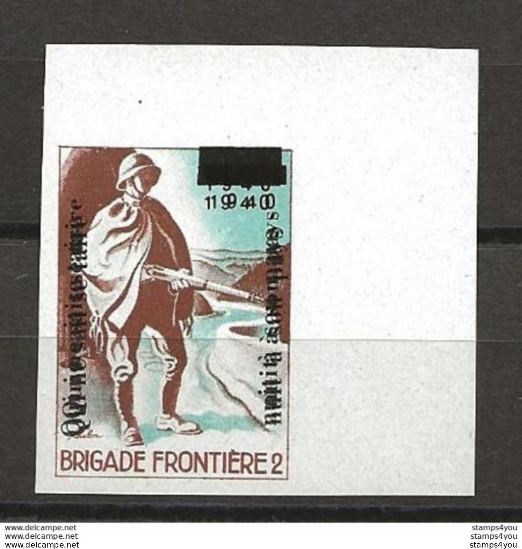 409 - 8 - Timbre Non-dentelé Neuf "Brigade Frontière 2 - Varitété Double Surcharge 1940 - Labels