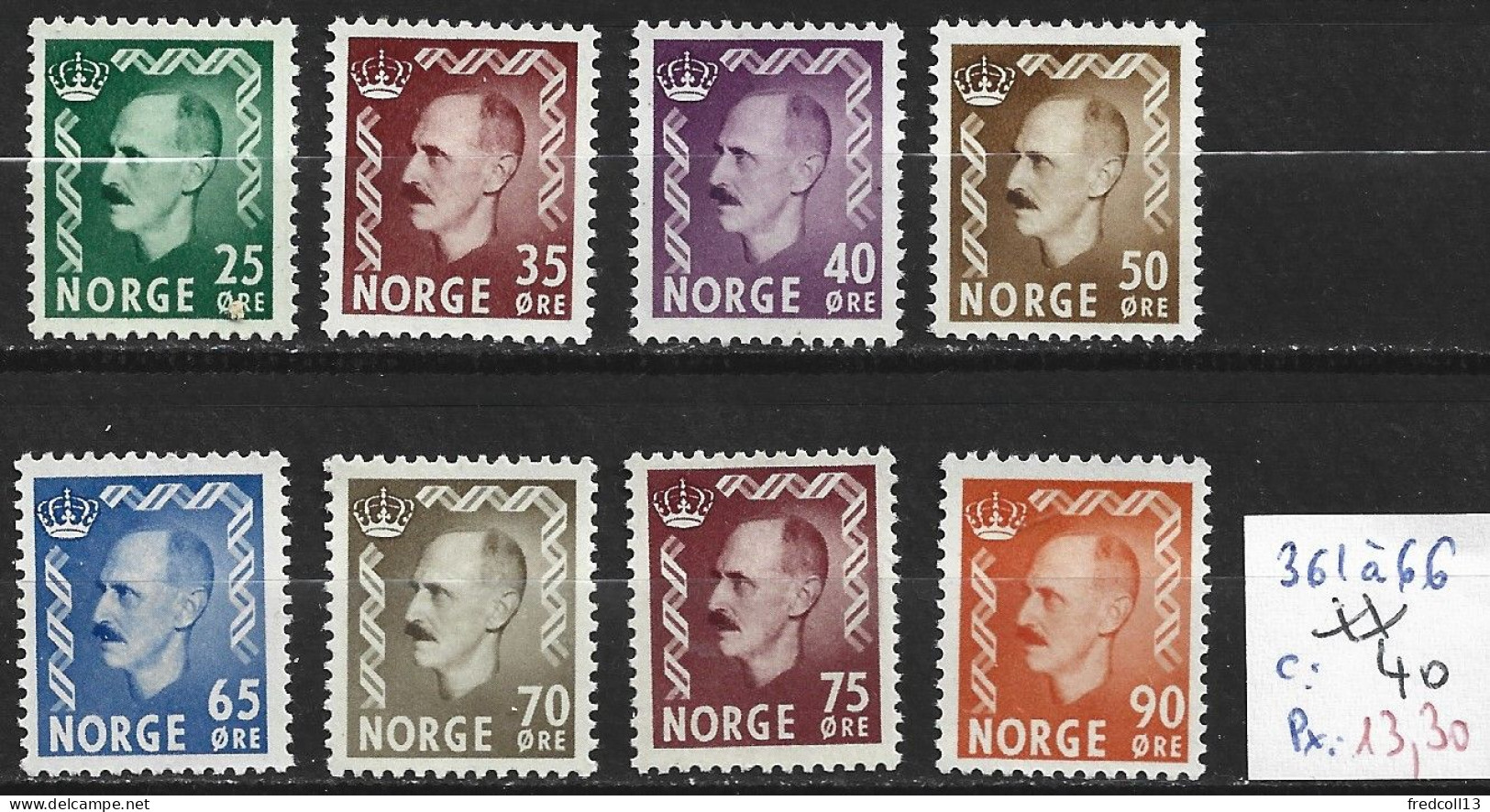 NORVEGE 361 à 66 ** Côte 40 € - Neufs