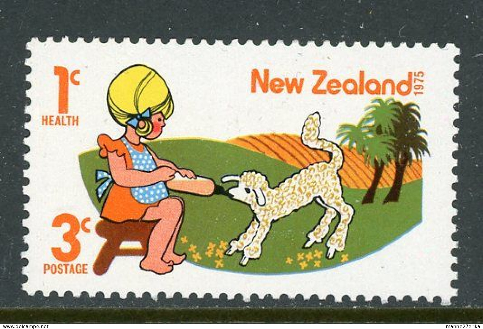 New Zealand MNH 1975 Girl Feeding Lamb - Unused Stamps