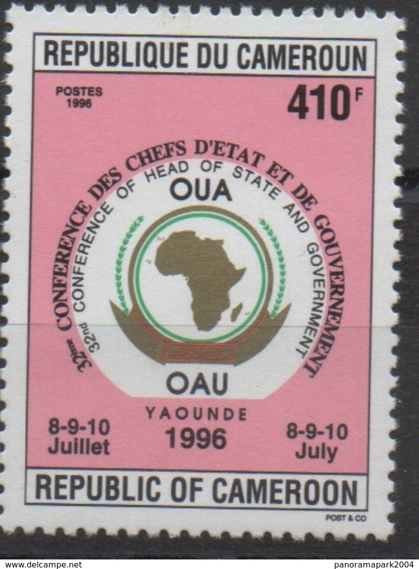 Cameroun Cameroon Kamerun 1996 410F Mi. 1224 OAU OUA Map Landkarte Carte Conférence Chefs D'Etat 8-9-10 Juillet - Kameroen (1960-...)