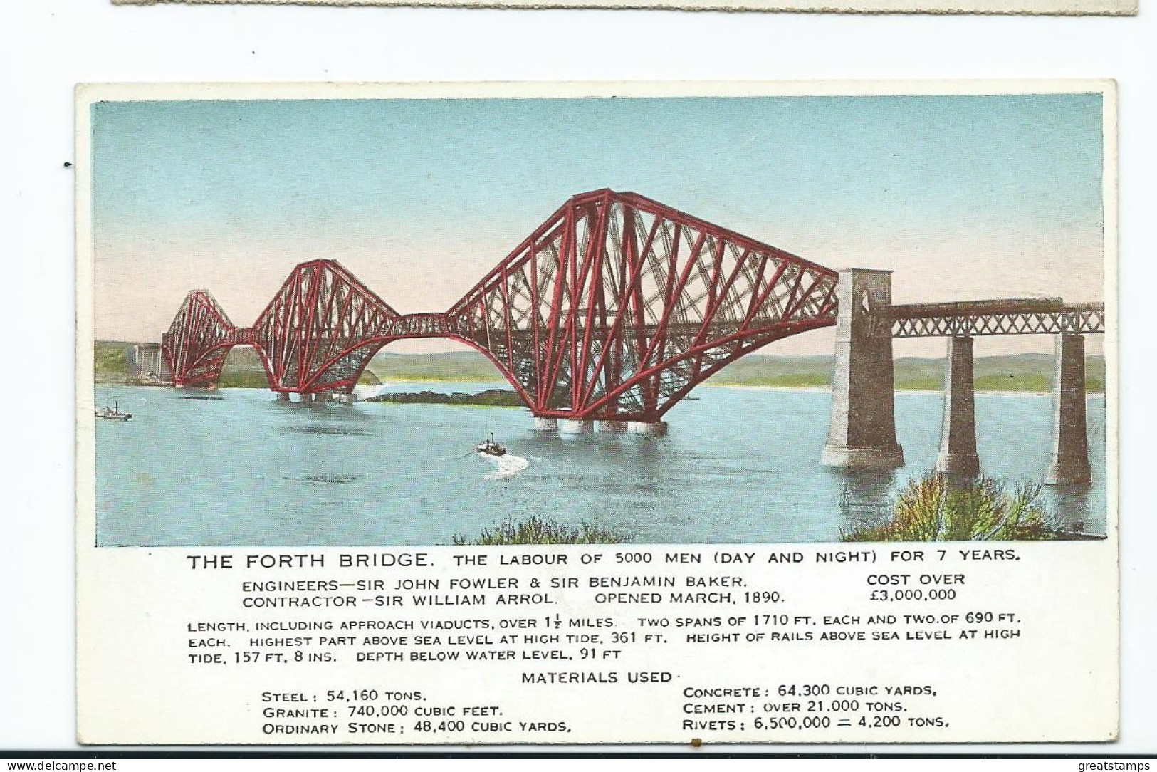 Scotland  Postcard Forth Bridge Valentine's Steam Train Crossing - Opere D'Arte