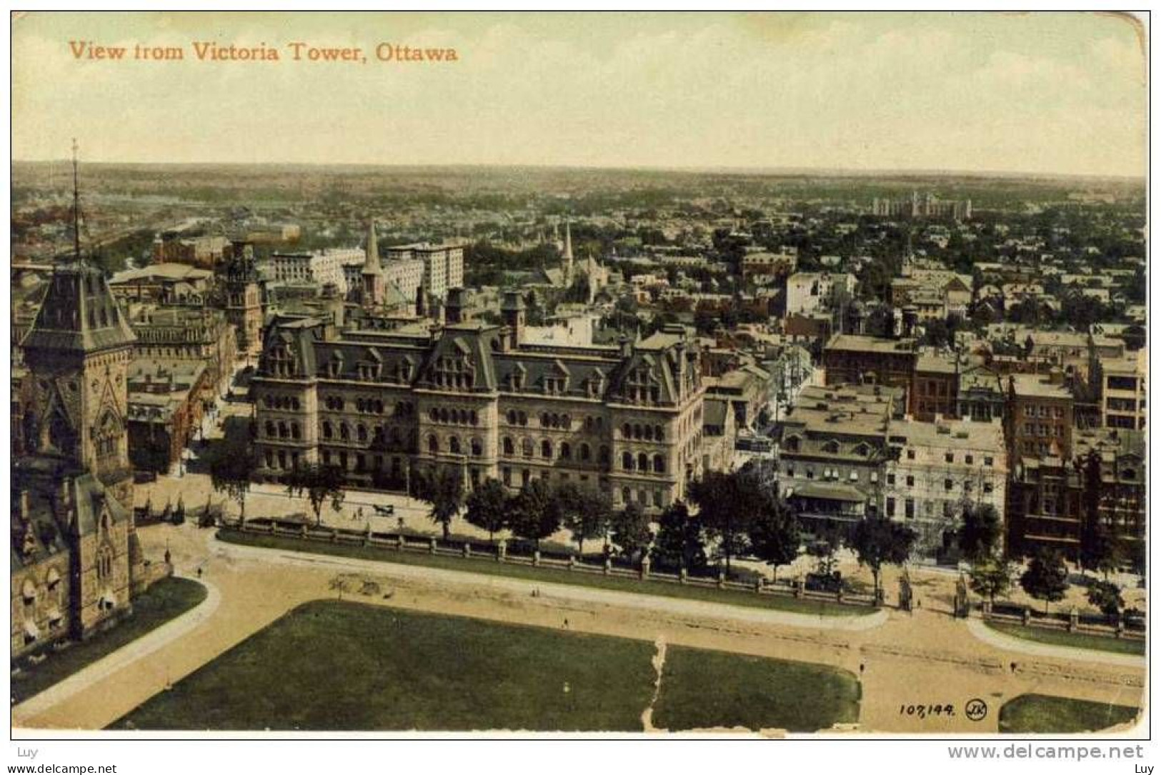 OTTAWA, Handcoulored PC - View From Victoria Tower, - Ottawa