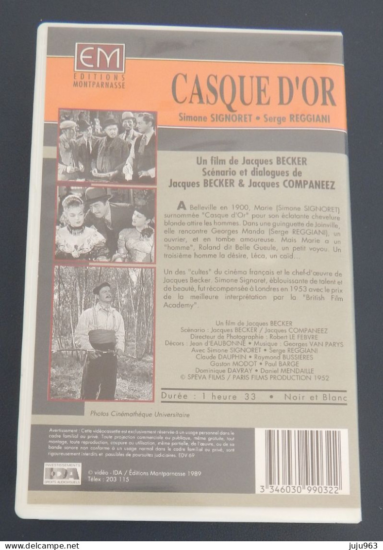 VHS CASQUE D OR DE JACQUES BECKER ANNEE 1952 VOIR 2 SCANS - Dramma