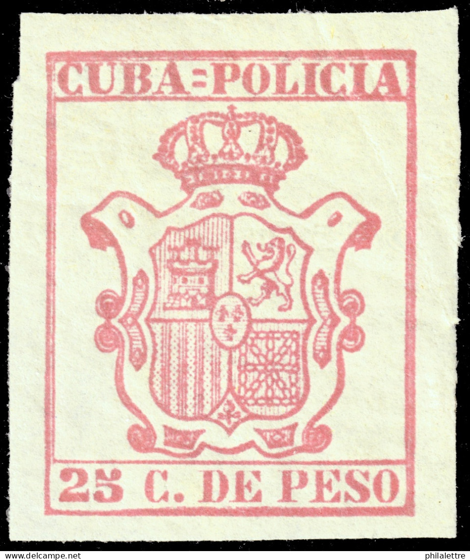 ESPAGNE / ESPANA - COLONIAS (Cuba) 1884 "CUBA-POLICIA" Fulcher 587 25c Rosa - Nuevo* - Cuba (1874-1898)