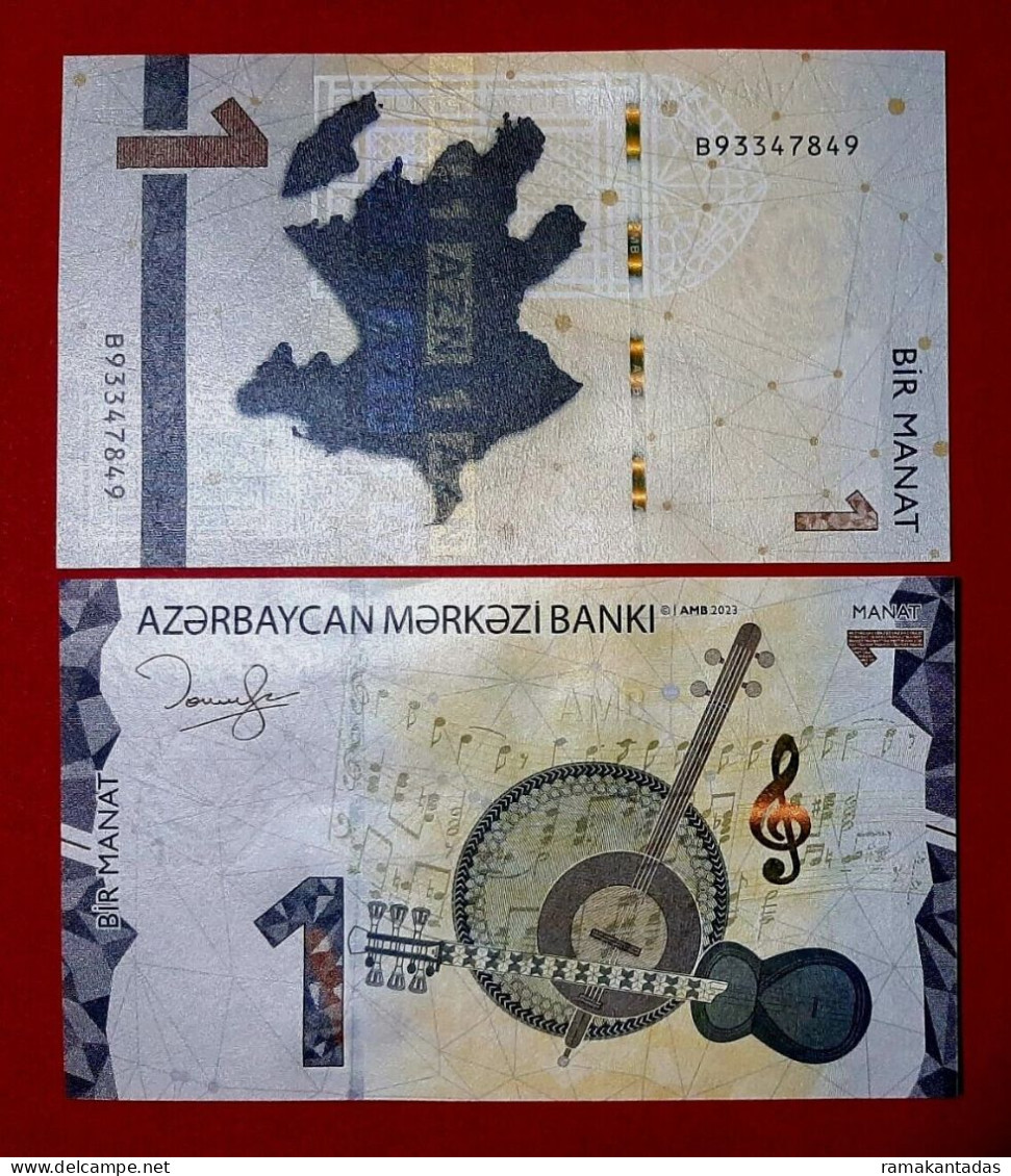 Azerbaijan 2023 * 1 Manat * Official Edition * Musical Instruments * Prefix B * NEW ISSUE * UNC - Arzerbaiyán