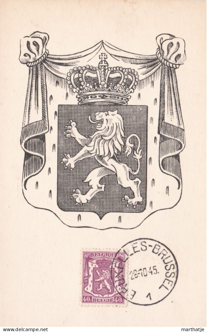 Wapen België-afgestempelde Postzegel 1945- Heraldieke Leeuw - 1934-1951