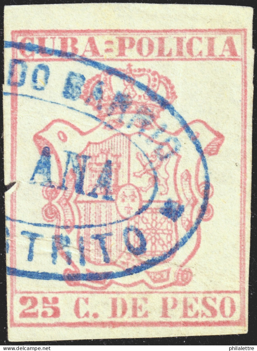 ESPAGNE / ESPANA - COLONIAS (Cuba) 1884 "CUBA-POLICIA" Fulcher 587 25c Rosa - Usado - Kuba (1874-1898)