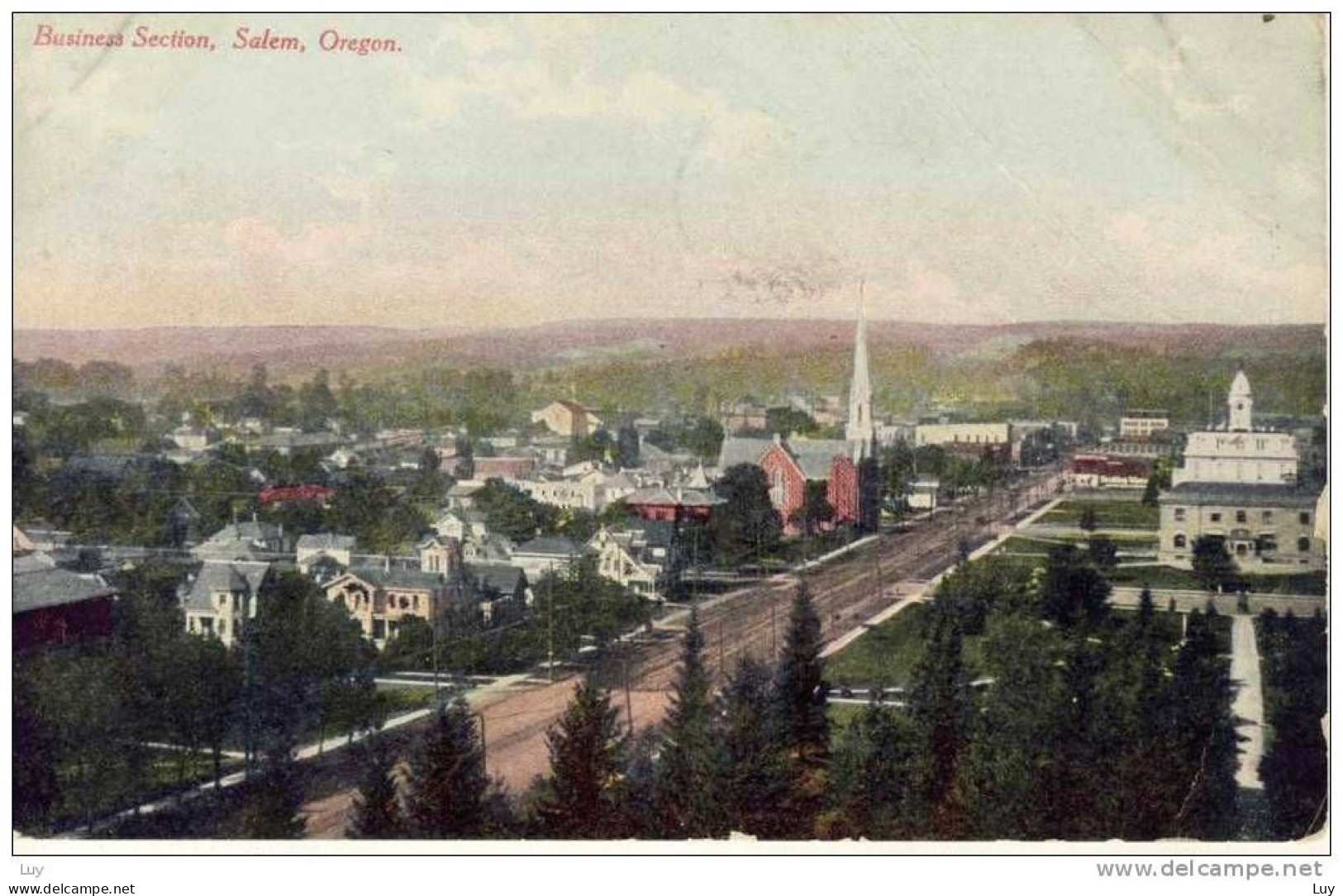 SALEM, OR - Business Section,  (100 Years Ago) 1912 - Handcoloured PC - - Salem