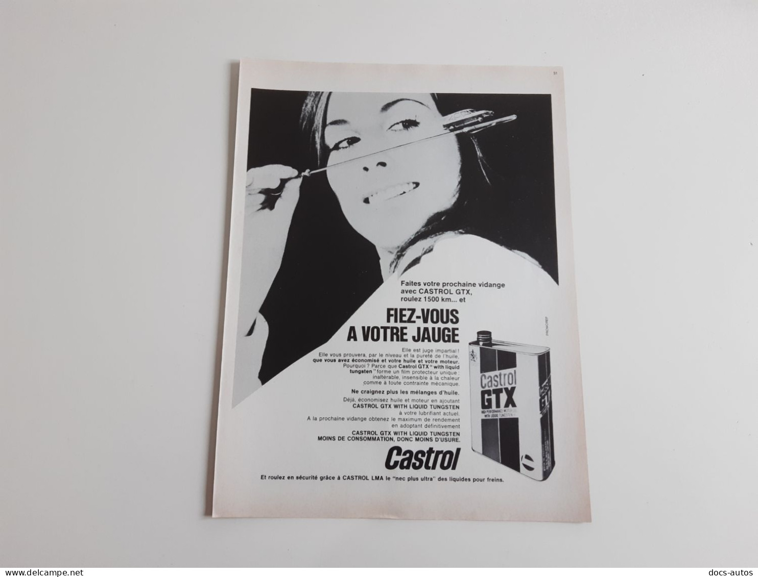 Huile Castrol GTX - Publicité De Presse - Other & Unclassified