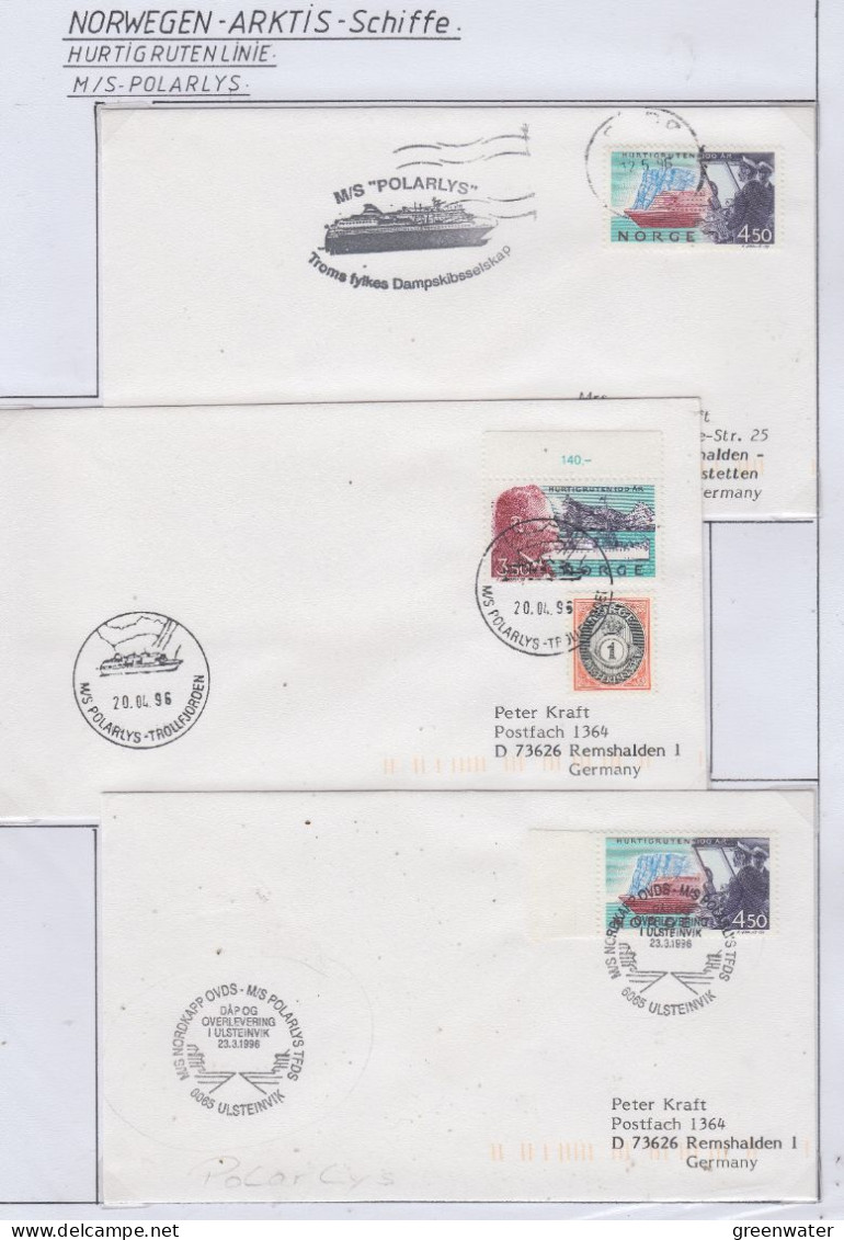 Norway Hurtigruten MS Polarlys 3 Covers (HI193) - Polar Ships & Icebreakers