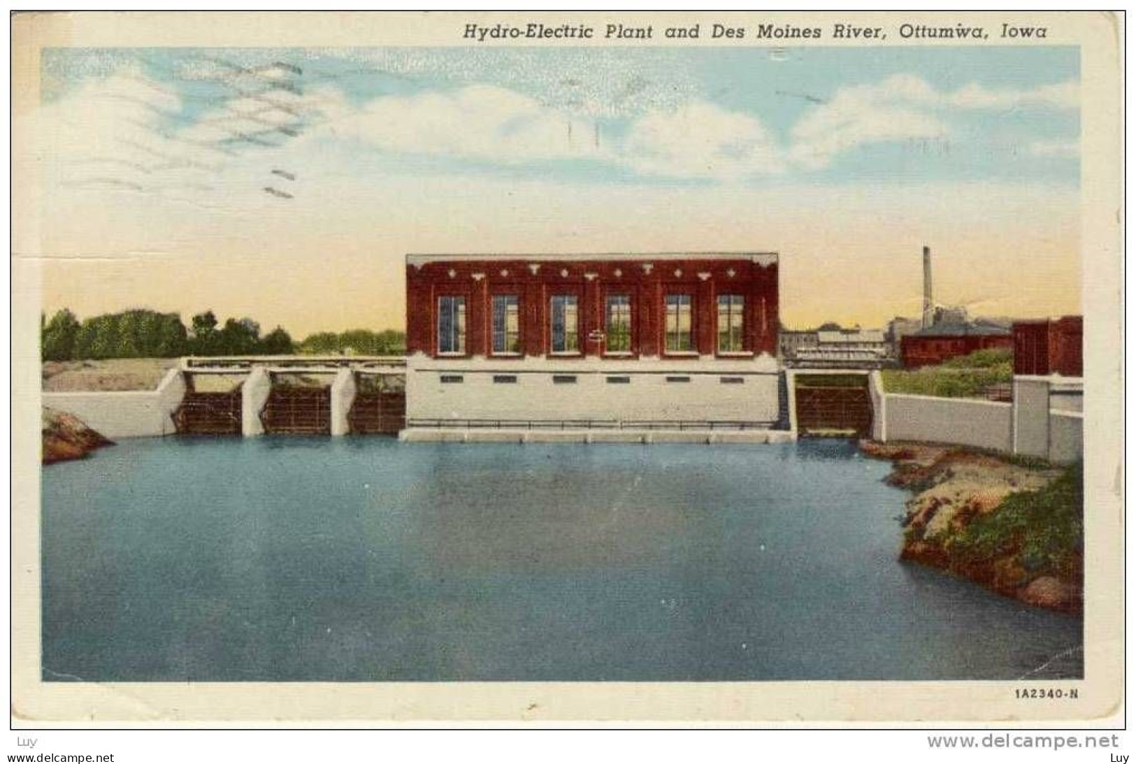 OTTUMWA, Iowa, Hydro Electric Plant And Des Moines River, ; C.T. American Art PC - - Altri & Non Classificati