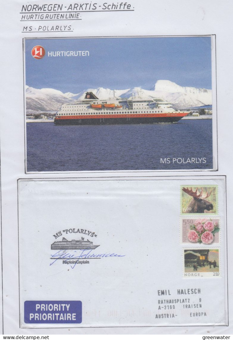 Norway Hurtigruten MS Polarlys Cover + Postcard (HI194) - Poolshepen & Ijsbrekers