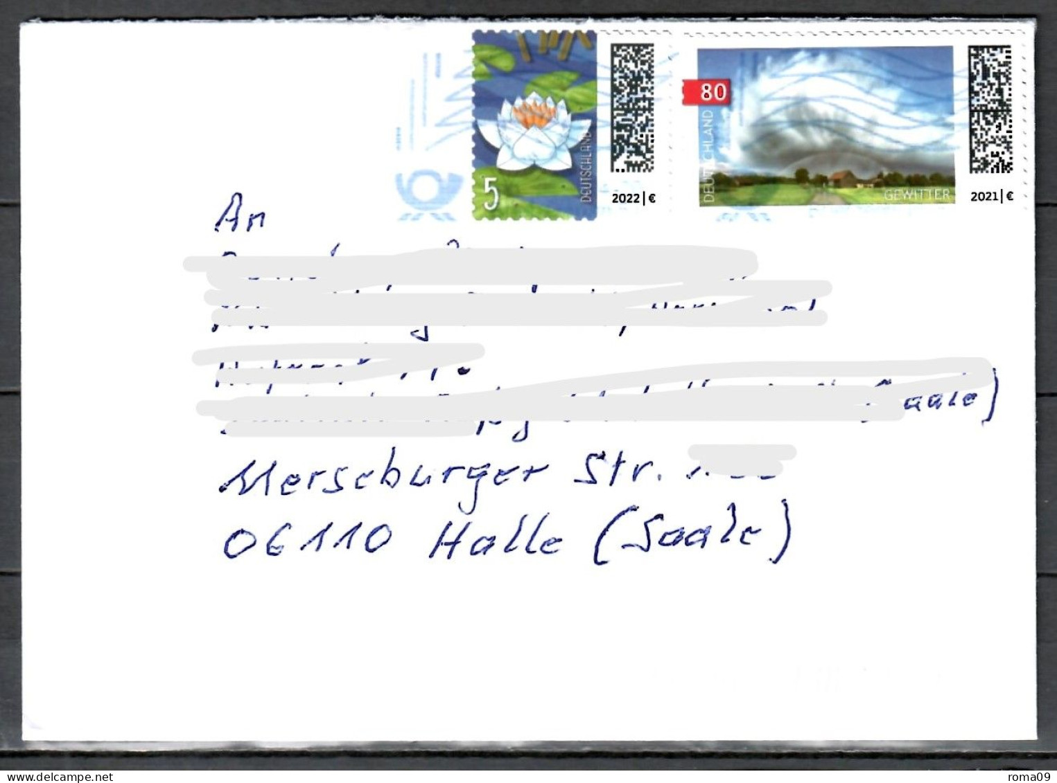 MiNr. 3617 + 3651; Himmelsereignisse: Gewitter, Auf Portoger. Brief Von BZ 51 Nach Halle; B-1369 - Lettres & Documents