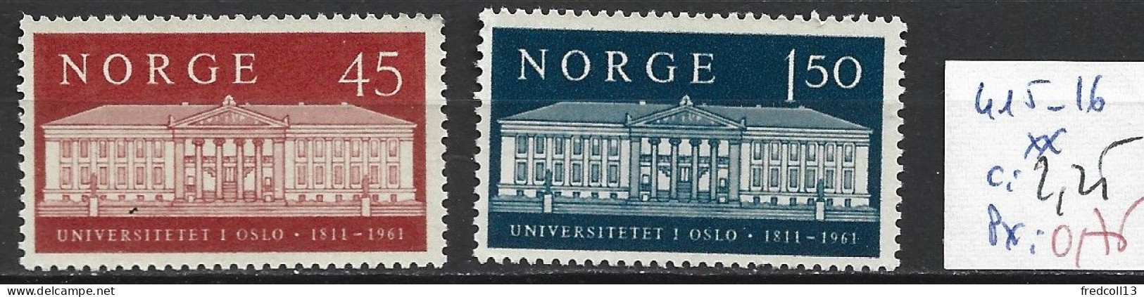 NORVEGE 415-16 ** Côte 2.25 € - Unused Stamps