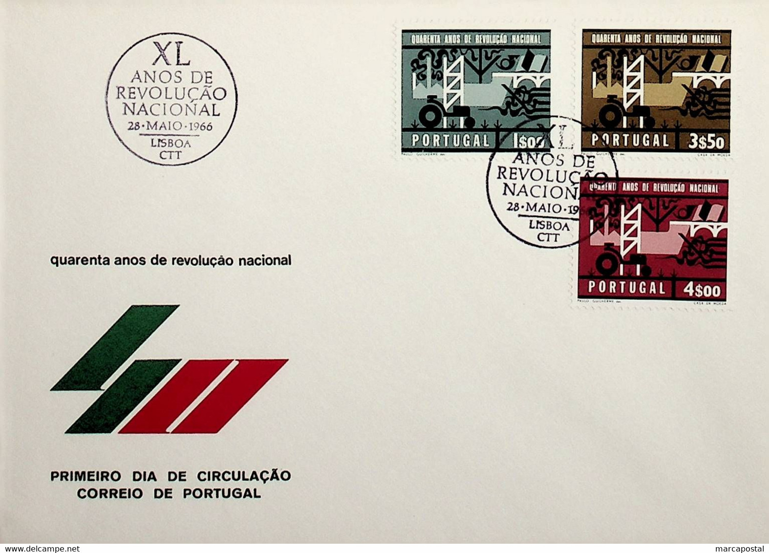 1966 Portugal 40º Aniversário Da Revolução Nacional - FDC