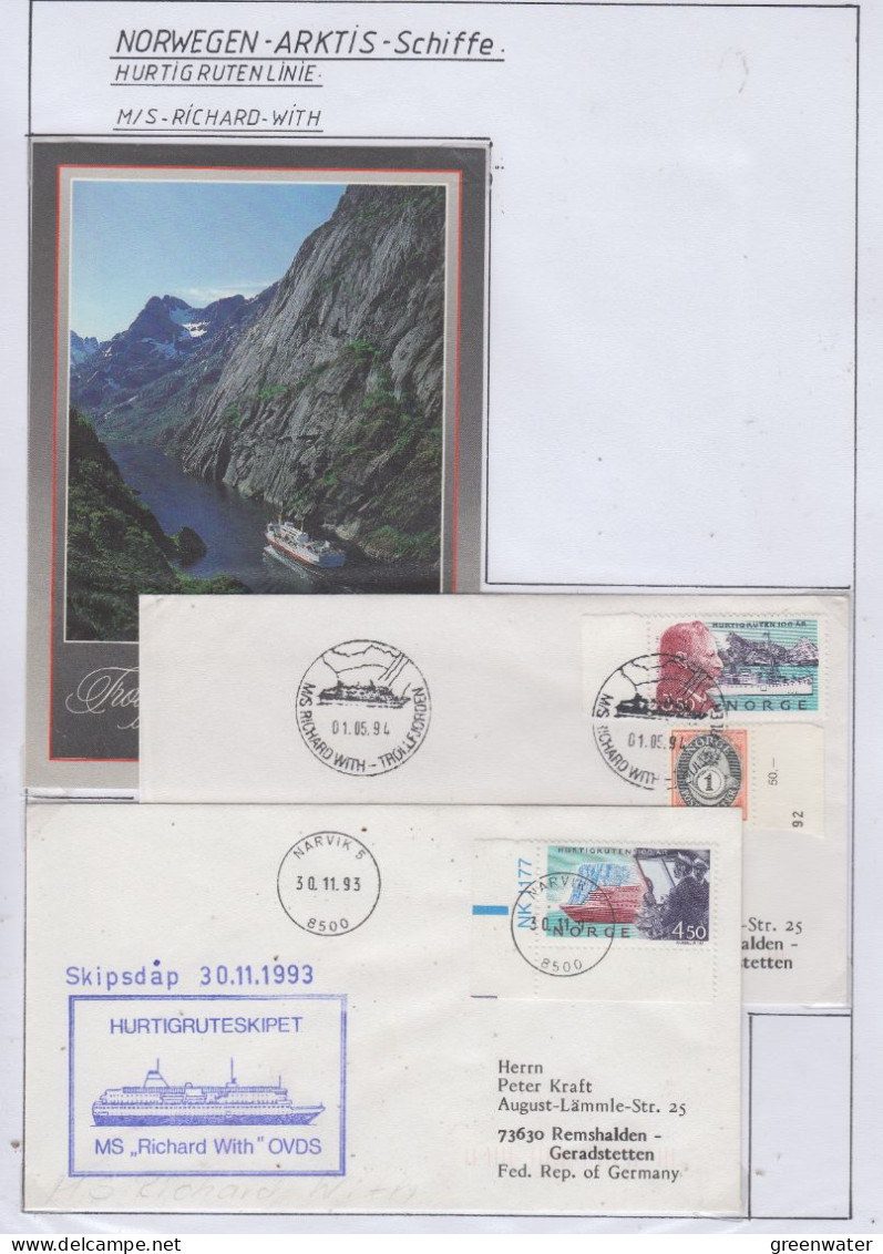 Norway Hurtigruten MS Richard With  2 Covers  + Postcard (HI196) - Polar Ships & Icebreakers