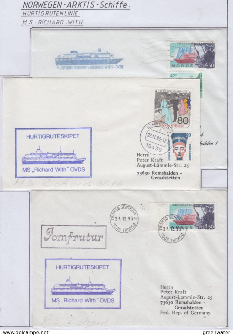 Norway Hurtigruten MS Richard With  3 Covers   (HI196A) - Navi Polari E Rompighiaccio