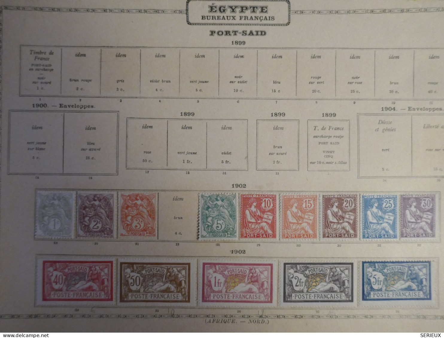 DJ 19 BUREAUX FRANCAIS EGYPTE PORT SAID   LOT DE TP NEUFS SUR CH. SUR  FEUILLE MAURY   1902 + + - Unused Stamps