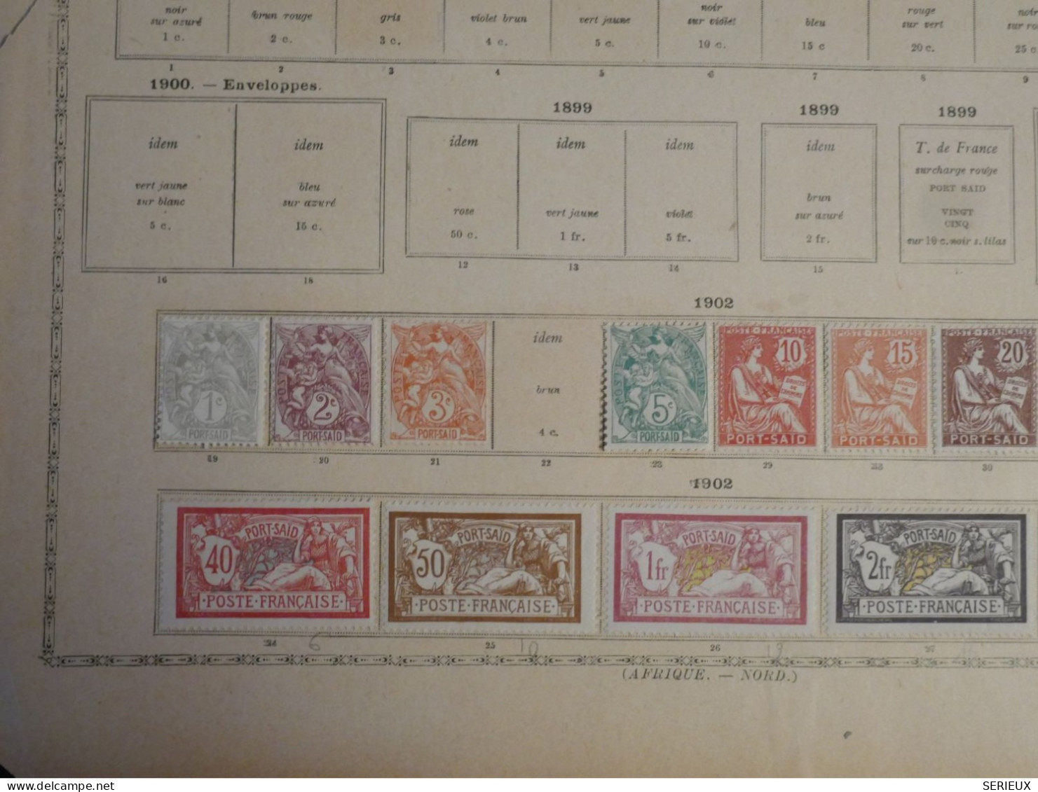 DJ 19 BUREAUX FRANCAIS EGYPTE PORT SAID   LOT DE TP NEUFS SUR CH. SUR  FEUILLE MAURY   1902 + + - Unused Stamps