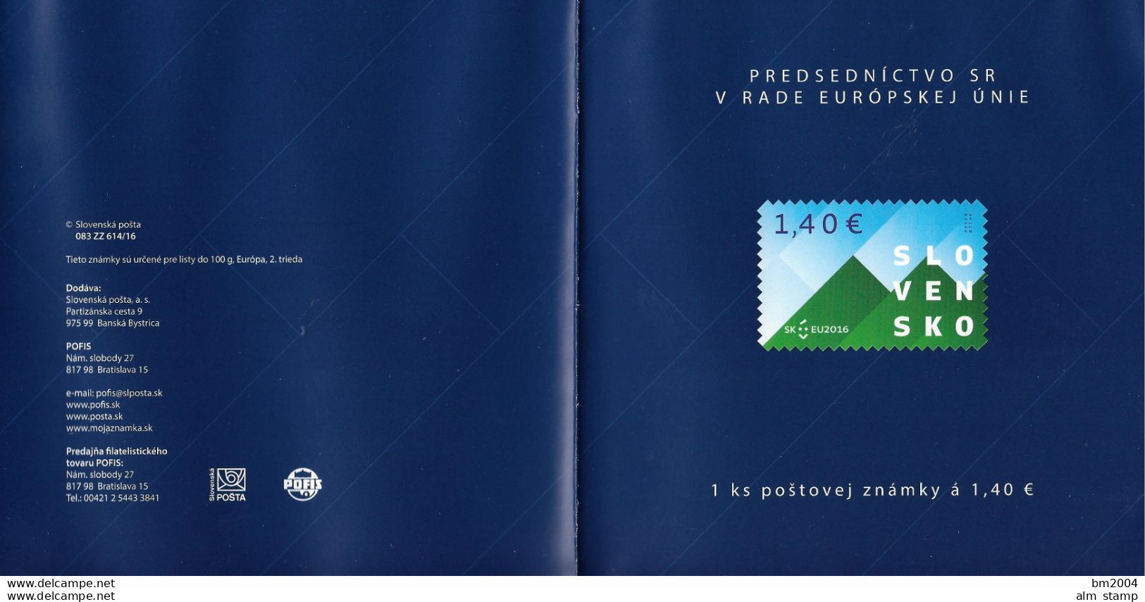 2016 Slowakei Mi. MH 84**MNH   . Vorsitz Der Slowakei Im Rat Der Europäischen Union. - Ungebraucht