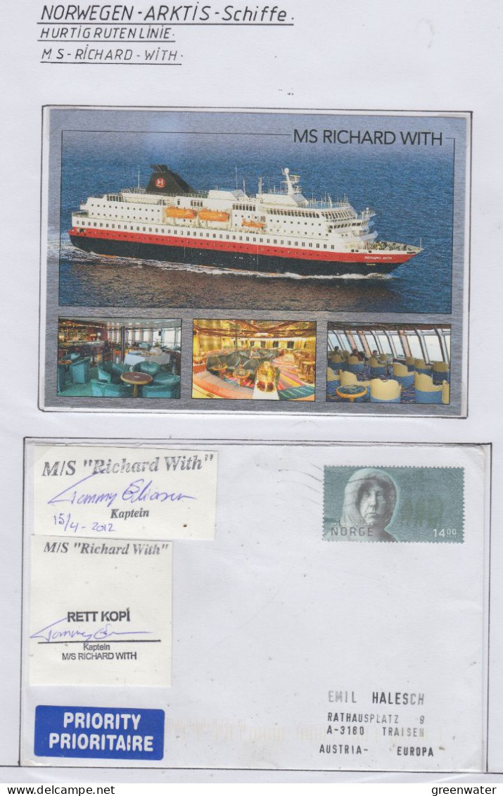 Norway Hurtigruten MS Richard With Cover + Postcard   (HI197) - Barcos Polares Y Rompehielos