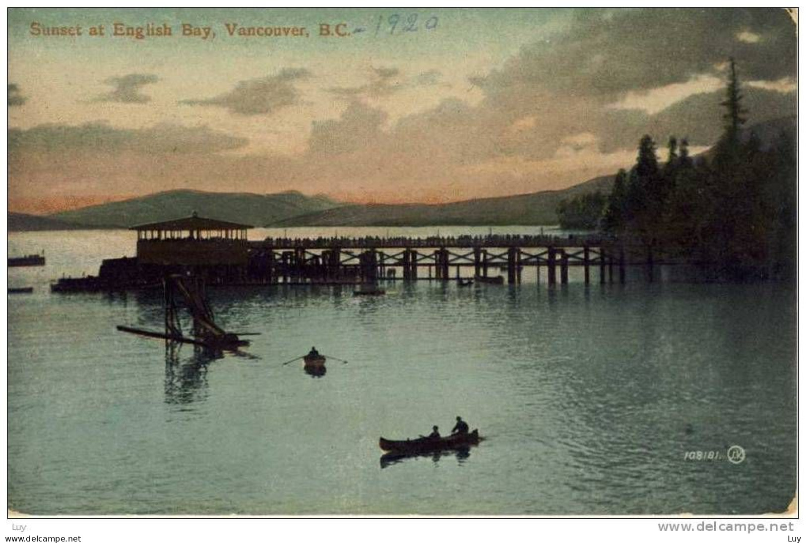 VANCOUVER, B.C., 1920 - Handcouloured Photo PC - Sunset At English Bay, - Vancouver